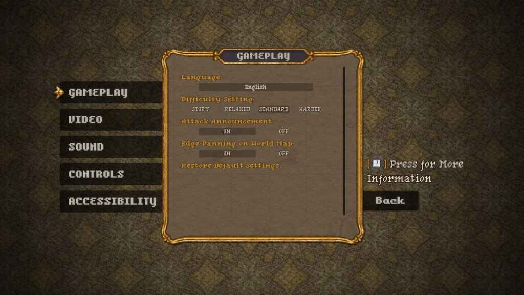 Ajustes de dificultad de Arcadian Atlas