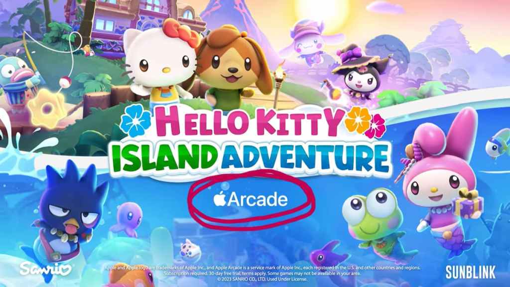 Ilustraciones del tráiler de la aventura en la isla de Hello Kitty