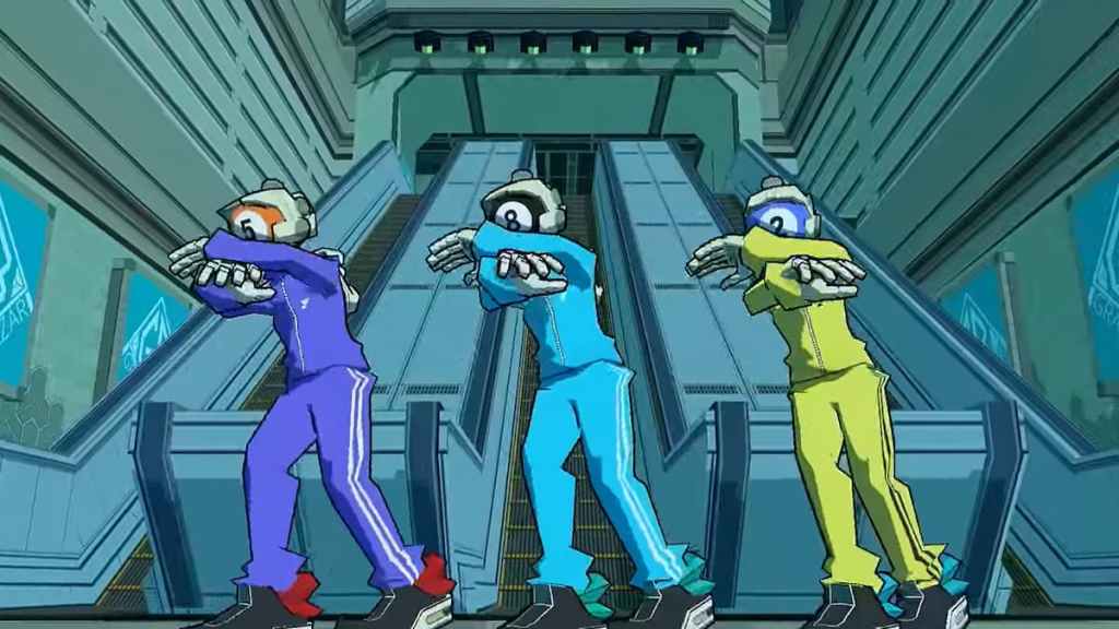 Tres personajes en Bomb Rush Cyberfunk
