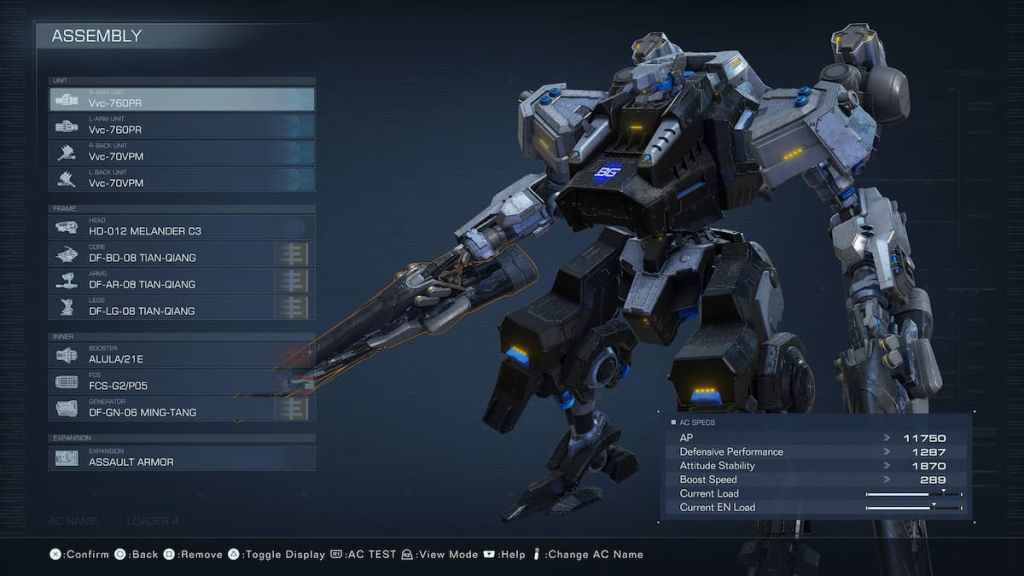 Tanque de inicio Construir Armored Core 6