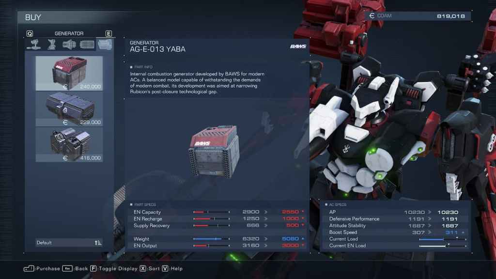 Construcción inicial del juego Armored Core 6 Best Generators