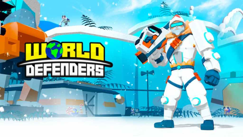 Personaje de pie con una pistola en la imagen de portada de World Defenders.