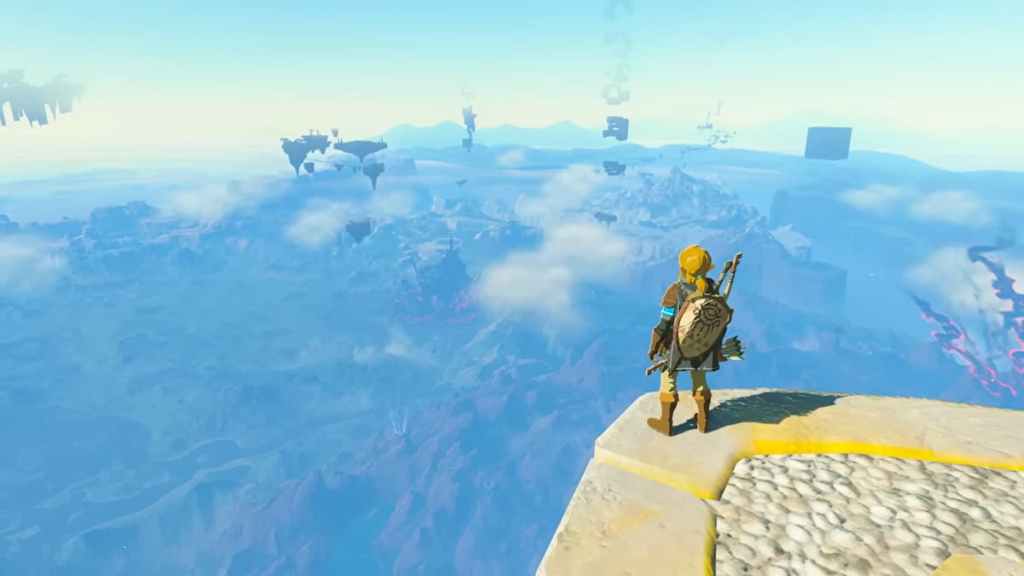 Link parado en un acantilado en Zelda Tears of the Kingdom