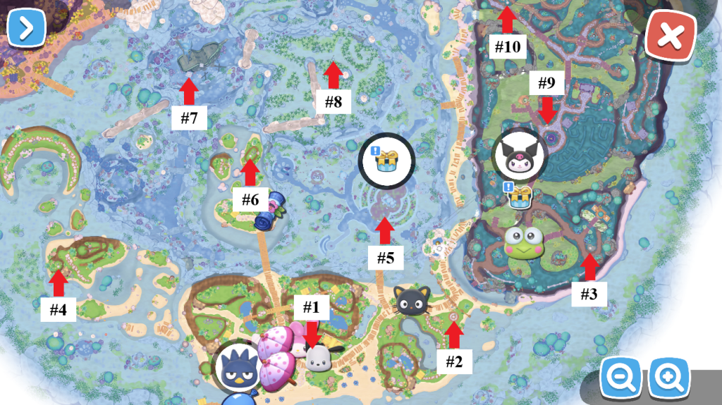 Dónde encontrar todas las ubicaciones de los buzones en el mapa de aventura 1 de la isla de Hello Kitty