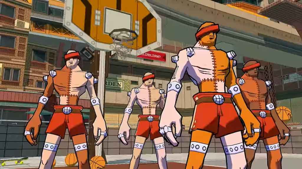 Cuatro personajes en Bomb Rush Cyberfunk