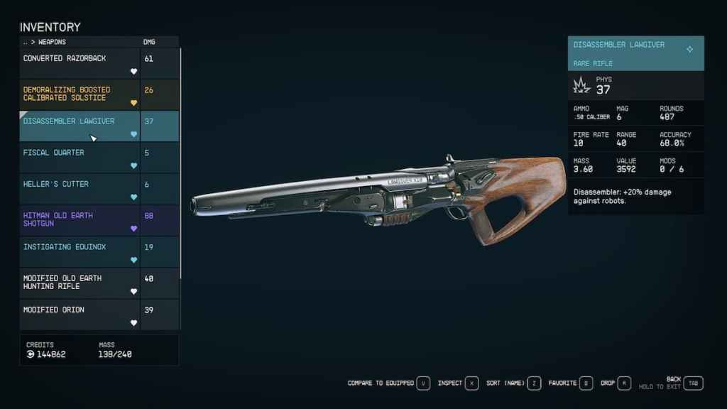 Los mejores rifles balísticos en Starfield Lawgiver