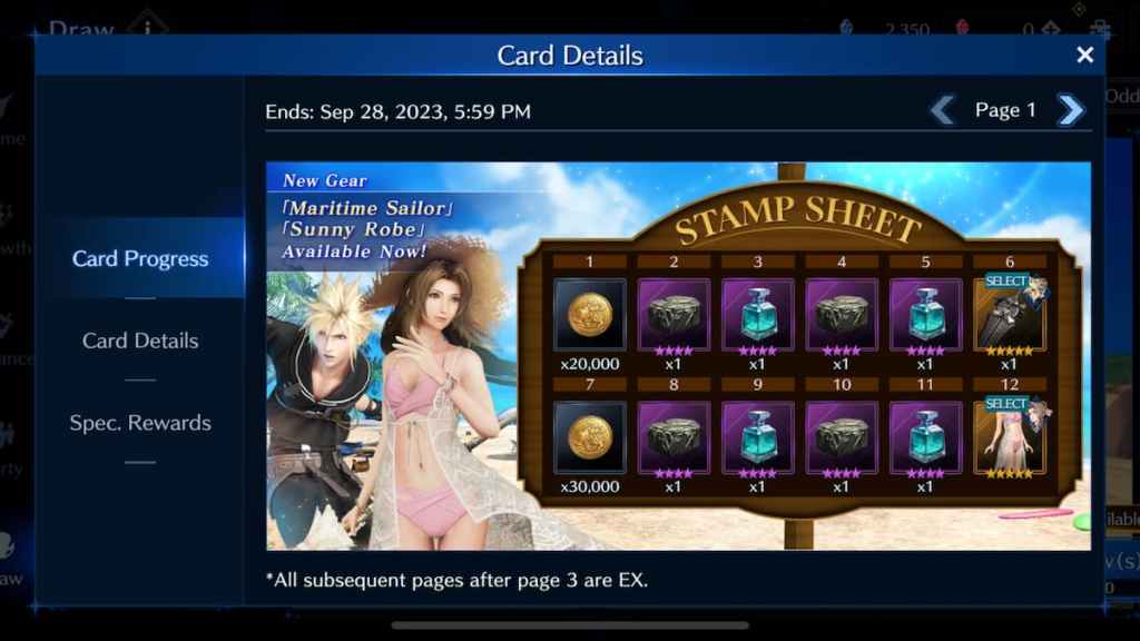 Cómo conseguir nuevos disfraces en FF7: tarjeta de sello EC