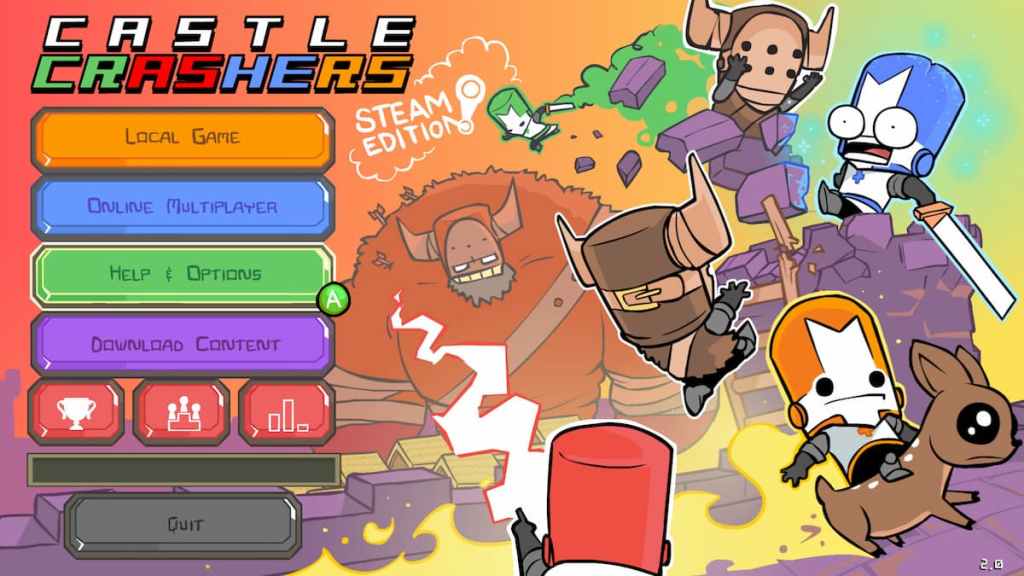 Pantalla de menú de Castle Crashers