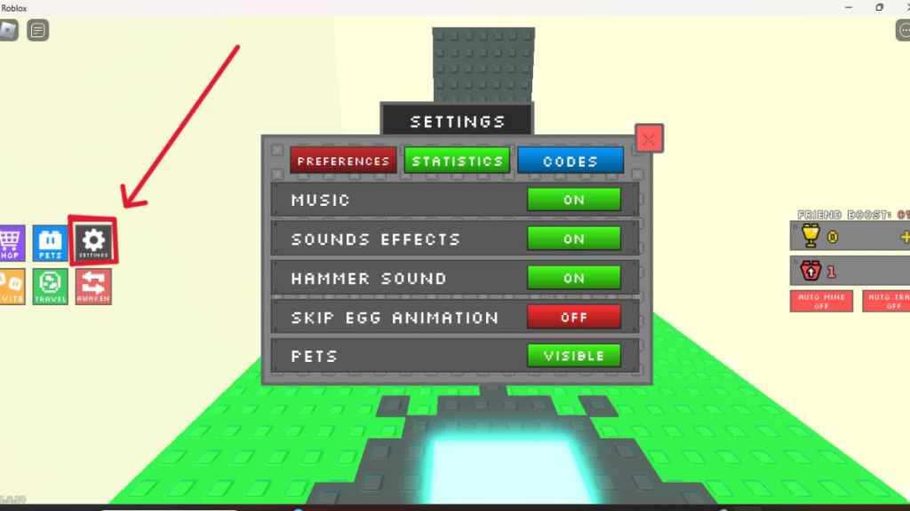 Configuración en Roblox Brick Adventure