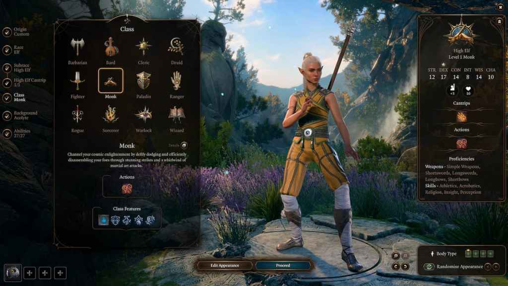 El mejor equipo para Monk en la creación de BG3