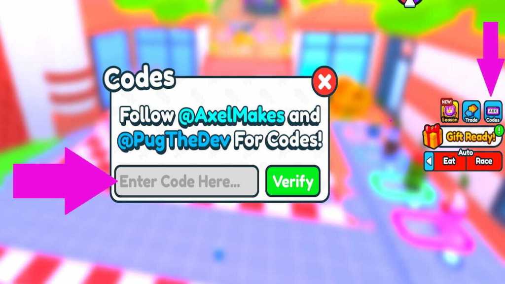 Cómo canjear códigos en Fat Race en Roblox