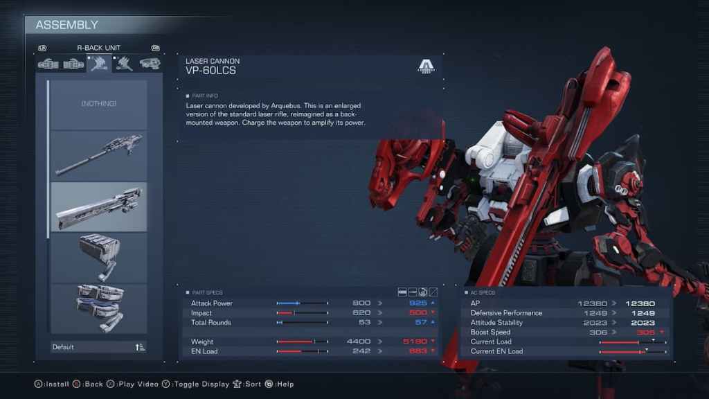 Todas las armas en el hombro Armored Core 6