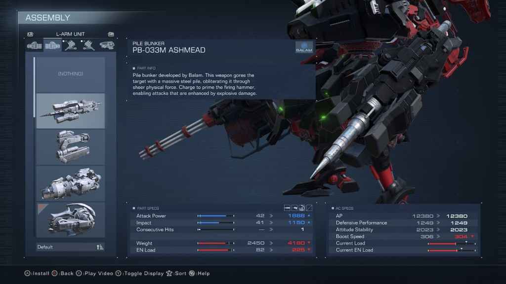 Todas las armas en Armored Core 6 cuerpo a cuerpo