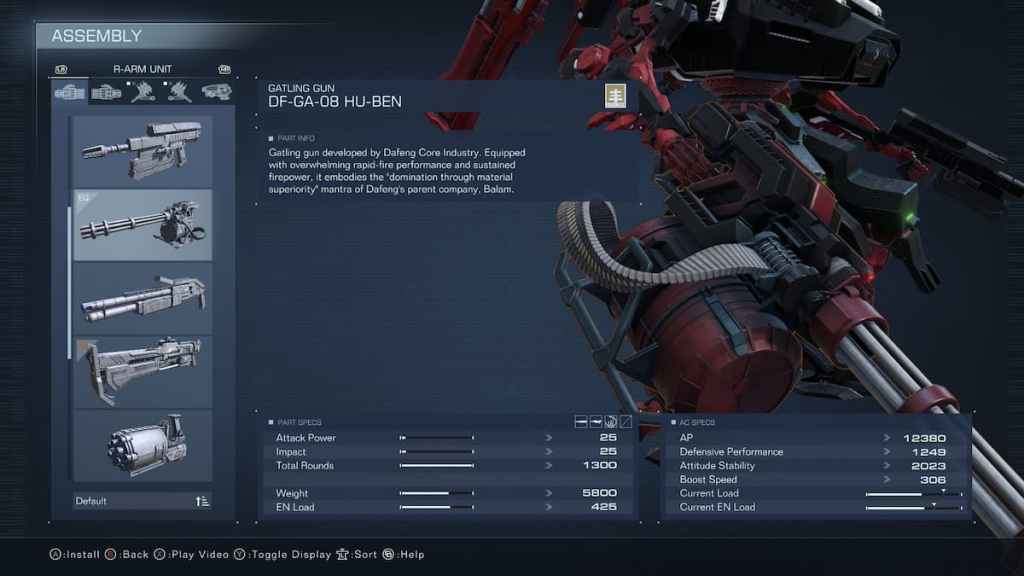 Todas las armas en Armored Core 6 Arms