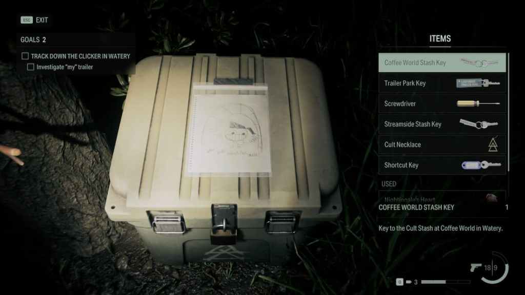 Dónde encontrar la llave de alijo de Coffee World en Alan Wake 2 cerrado