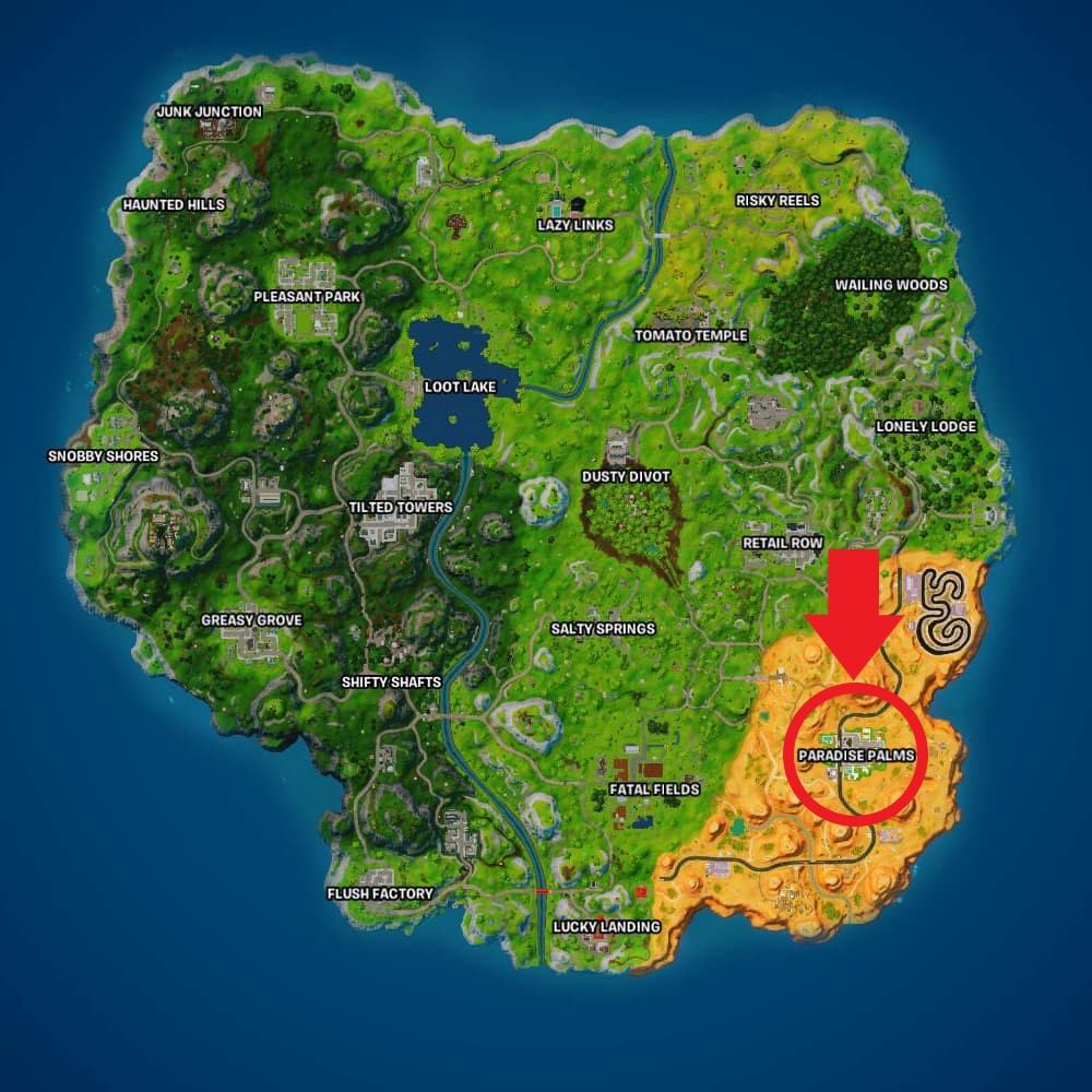 Los mejores lugares de aterrizaje en Fortnite OG Paradise Palms