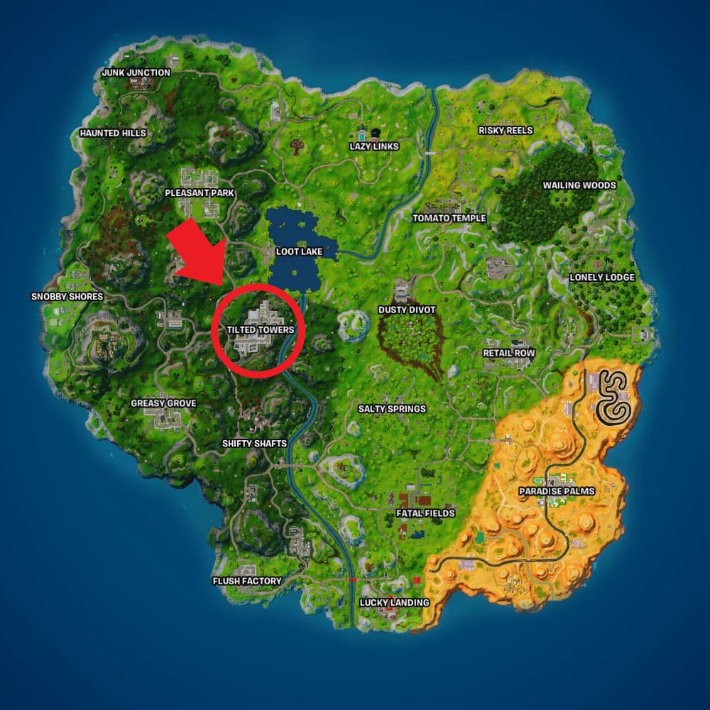Los mejores lugares de aterrizaje en las torres inclinadas de Fortnite OG