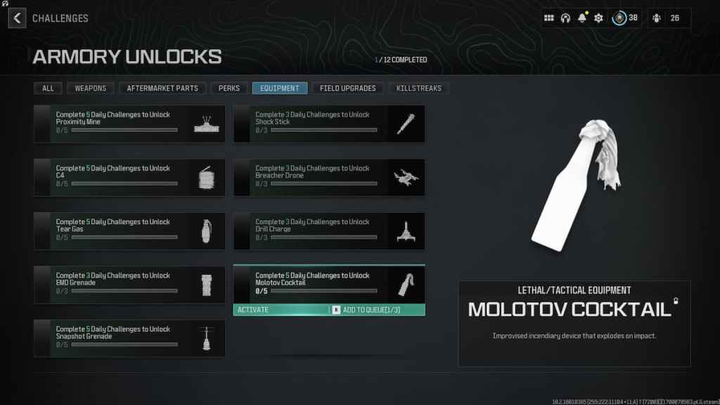 ¿Puedes equipar un Molotov en MW3? desafío