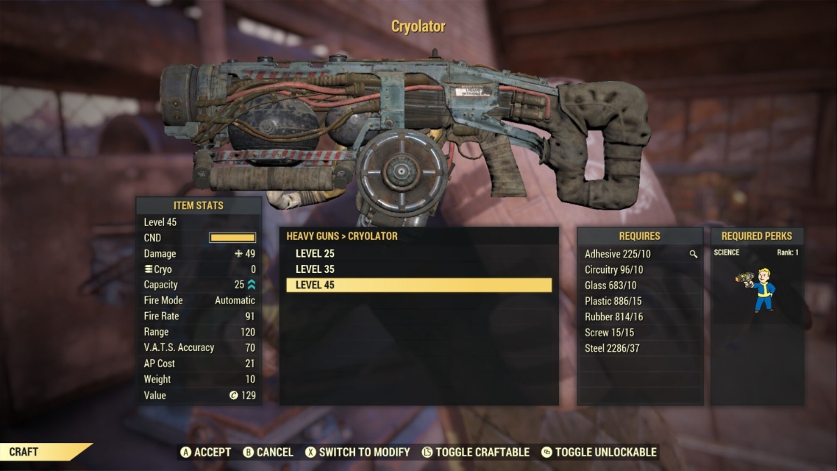 Estadísticas del criolador de Fallout7 6