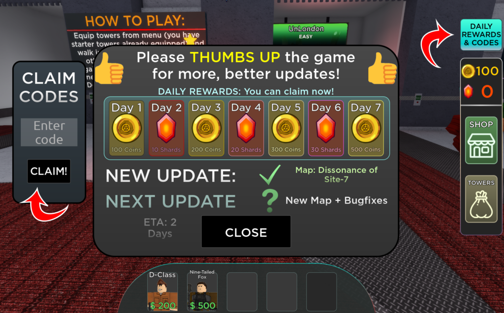 Códigos de canje de SCP Tower Defense
