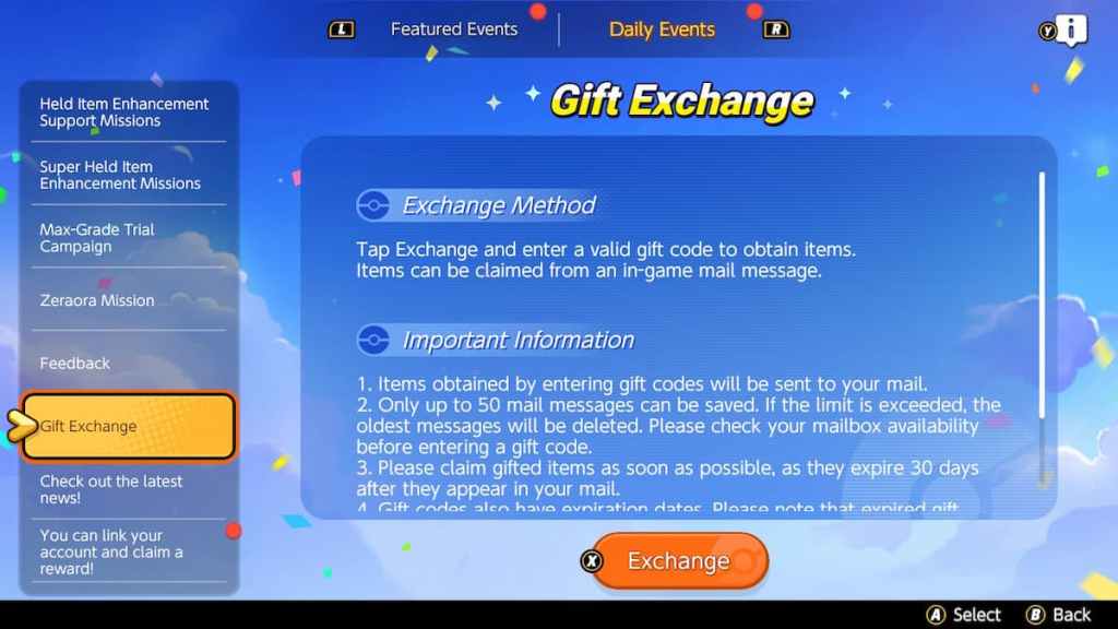 Intercambio de regalos en Pokémon Unite