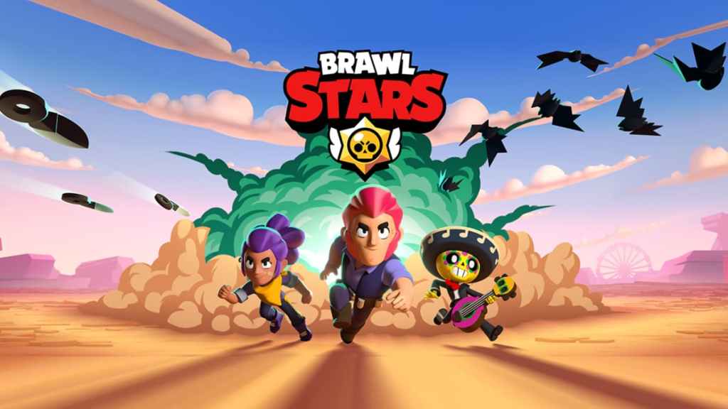 Pantalla de carga de Brawl Stars con tres personajes.